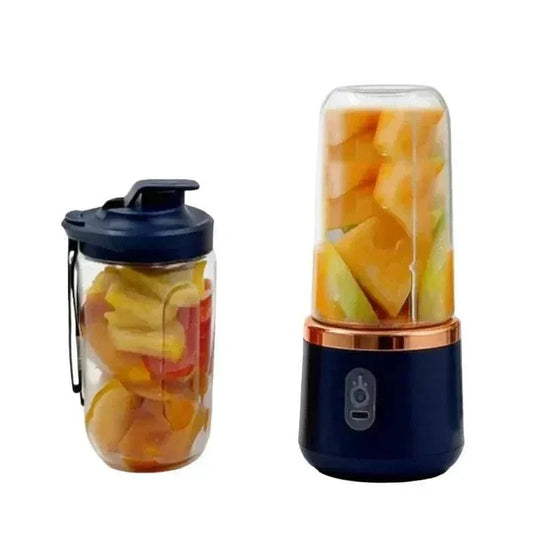 Sleek cordless portable blender with 6 stainless steel blades and 400ml BPA-free container for smooth fresh smoothies on the go